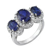 14K White Gold Created Blue Sapphire & 0.04 CTW Diamond Ring (Size 6)