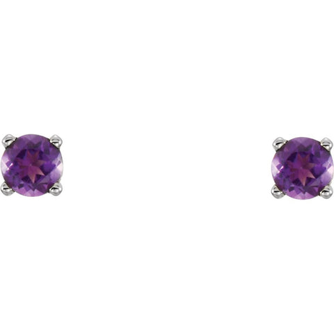 Sterling Silver Imitation Amethyst Youth Earrings