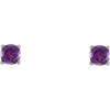 Sterling Silver Imitation Amethyst Youth Earrings