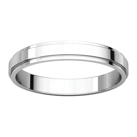 14k White Gold 3mm Flat Edge Band, Size 8.5