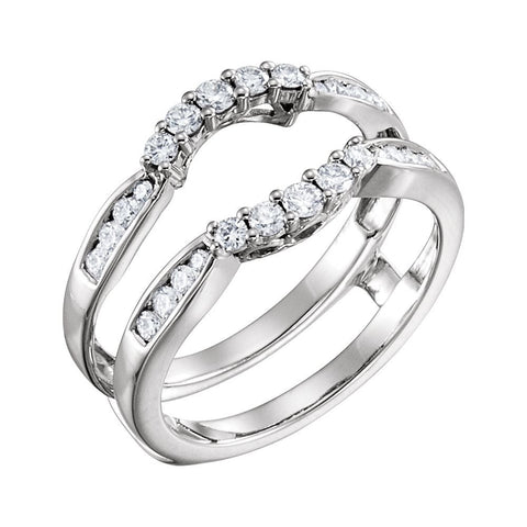 14k White Gold 1/2 CTW Diamond Ring Guard , Size 7