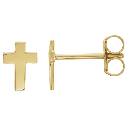 14k Yellow Gold 7x5mm Cross Earrings