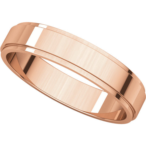 14k Rose Gold 4mm Flat Edge Band, Size 7