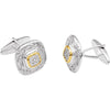 Sterling Silver & 14k Yellow Gold Diamond Cuff Links