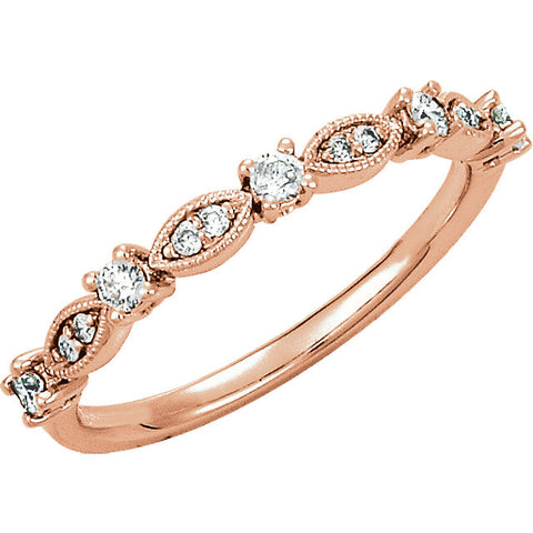 14k Rose Gold 1/5 CTW Diamond Granulated Stackable Ring Size 7