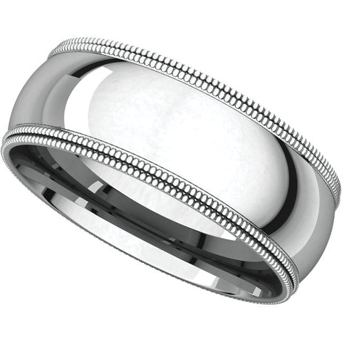 Sterling Silver 7mm Double Milgrain Comfort Fit Band, Size 7