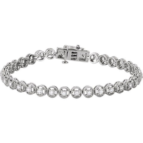 14k White Gold 1/2 CTW Diamond Line 7.25" Bracelet