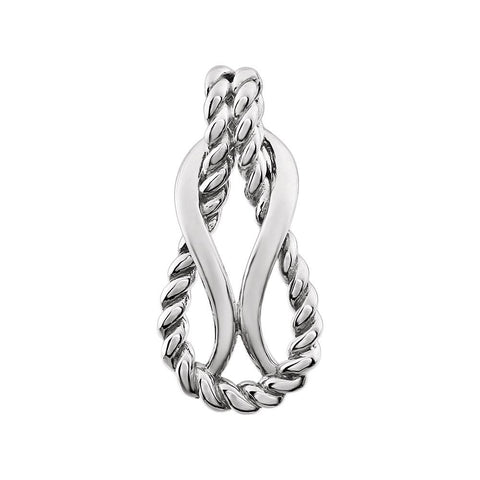 14k White Gold Teardrop Rope Design Pendant