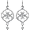 14k White Gold Granulated Design Fashion Dangle Earrings with Backs
