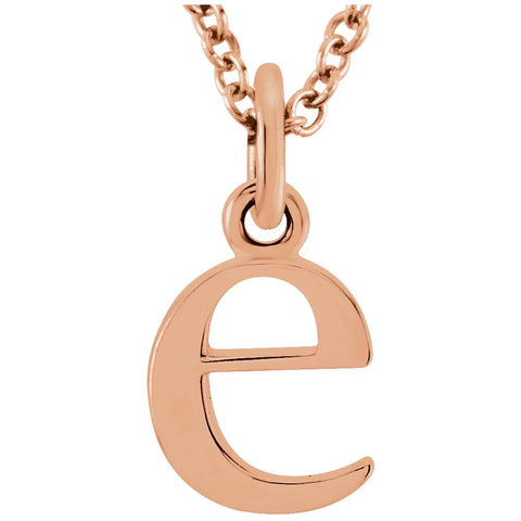 14k Rose Gold "e" Lowercase Initial 16" Necklace