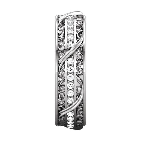 14k White Gold 1/3 CTW Diamond Sculptural-Inspired Eternity Band, Size 7