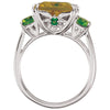 Sterling Silver Lime Quartz, Peridot & Chrome Diopside Ring, Size 7
