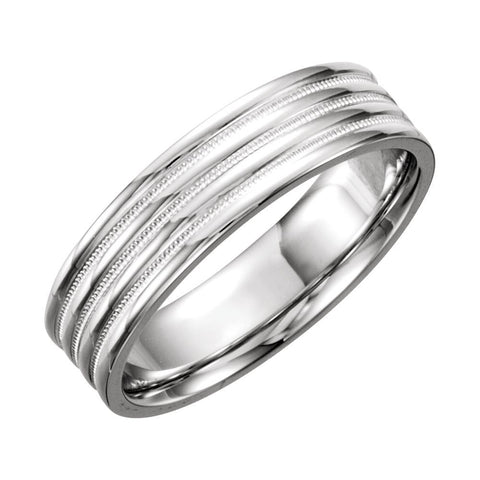 14k White Gold 6mm Grooved Band Size 9