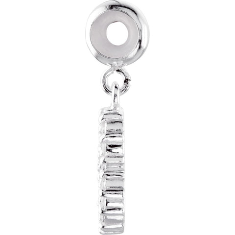 Sterling Silver 13x11.5mm Open Heart Dangle Bead with Crystals