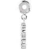 Sterling Silver 13x11.5mm Open Heart Dangle Bead with Crystals