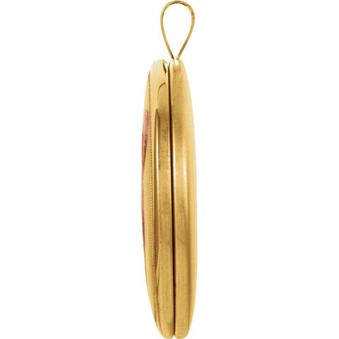 Gold Plated Sterling Silver 26x20mm Oval Breast Cancer Awareness Locket