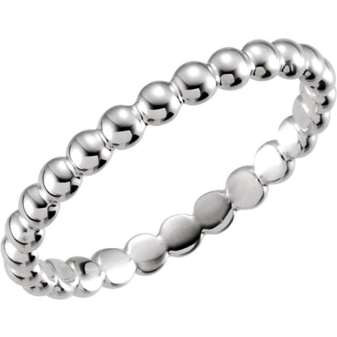 Platinum 2.5mm Beaded Stackable Ring Size 7