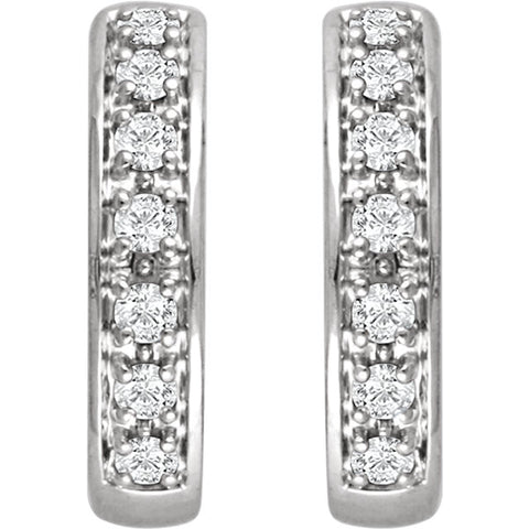 14k White Gold 1/3 CTW Diamond Hoop Earrings