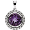 14k White Gold Amethyst & 1/8 ctw. Diamond Halo-Styled Pendant