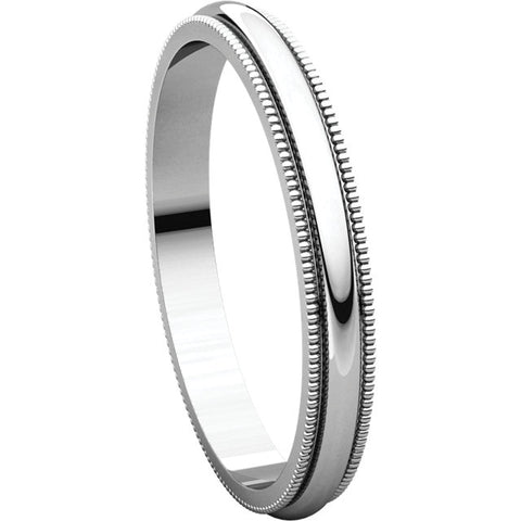 Platinum 2.5mm Milgrain Band, Size 5
