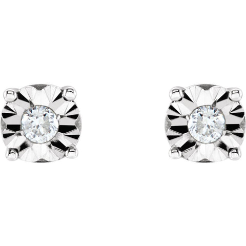 14k White Gold 1/8 CTW Diamond Illusion Stud Earrings