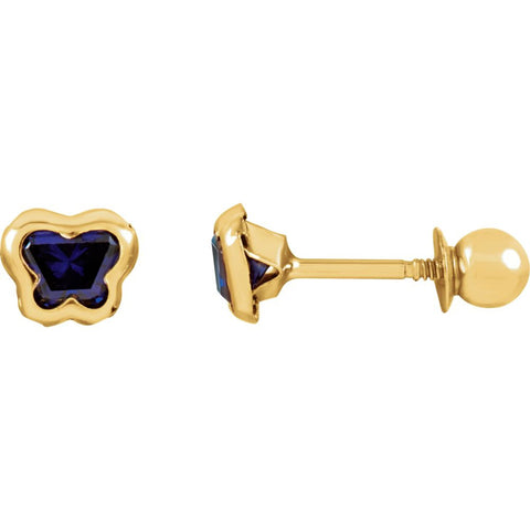 14k Yellow Gold September CZ Birthstone Earrings with Screw Backs