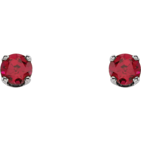 Sterling Silver Imitation Ruby Youth Earrings
