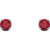 Sterling Silver Imitation Ruby Youth Earrings
