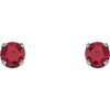 14k White Gold Imitation Ruby Youth Earrings