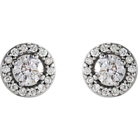 14k White Gold 1/4 CTW Diamond Halo-Style Earrings