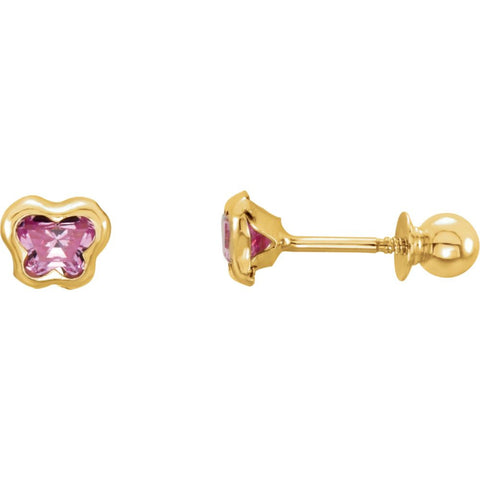 14k Yellow Gold October CZ Birthstone Earrings with Screw Backs