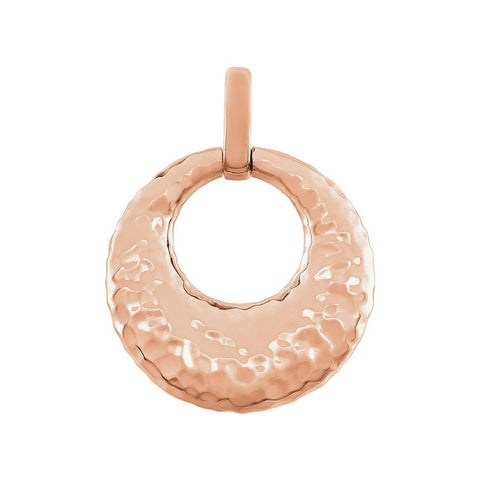 14k Rose Gold Hammered Circle Pendant