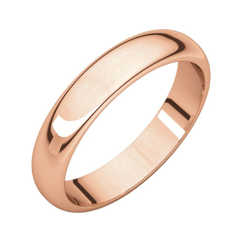 14k Rose Gold 4mm Half Round Band, Size 10.5