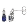 14K White Gold Created Blue Sapphire & 0.02 CTW Diamond Accented Earrings