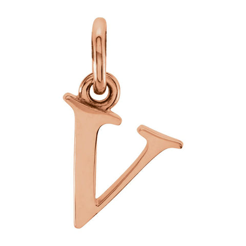 14k Rose Gold "v" Lowercase Initial Pendant