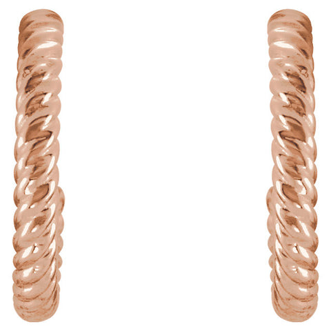 14k Rose Gold 12mm Rope Design Hoop Earrings