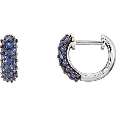 14k White Gold Blue Sapphire Earrings