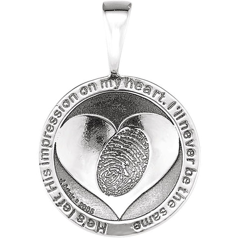 Sterling Silver Heart print Jesus Pendant