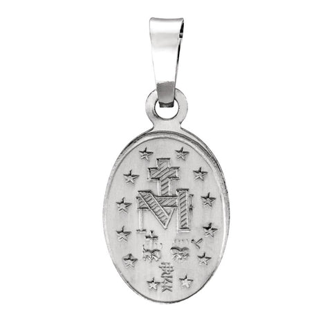 14k White Gold 12x8mm Oval Miraculous Medal