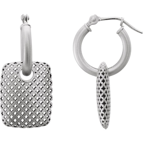 14k White Gold Pierced Style Hoop Earrings