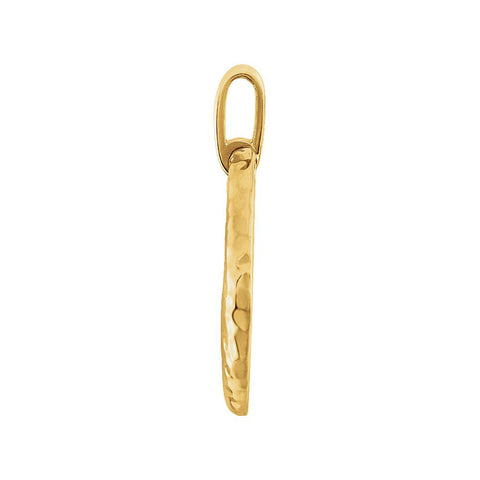 14k Yellow Gold Hammered Circle Pendant