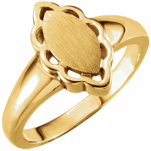 14k Yellow Gold Ladies' Signet Ring, Size 7.25