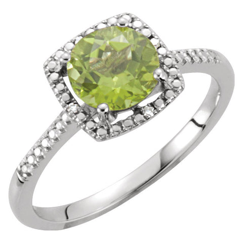 Sterling Silver Peridot & .01 CTW Diamond Ring, Size 8