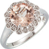 14K White Gold Morganite & 0.08 CTW Diamond Ring (Size 7)
