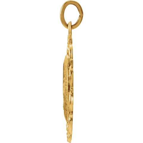 14k Yellow Gold 22x15.5mm Oval Filigree Miraculous Medal
