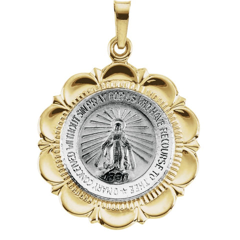 14K White & Yellow Gold 25x21mm Miraculous Medal