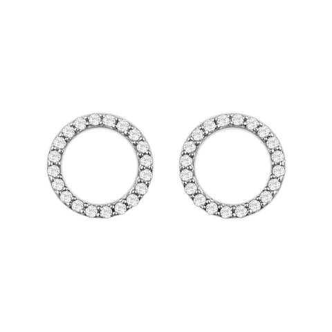 14k White Gold 1/5 CTW Diamond Circle Earrings