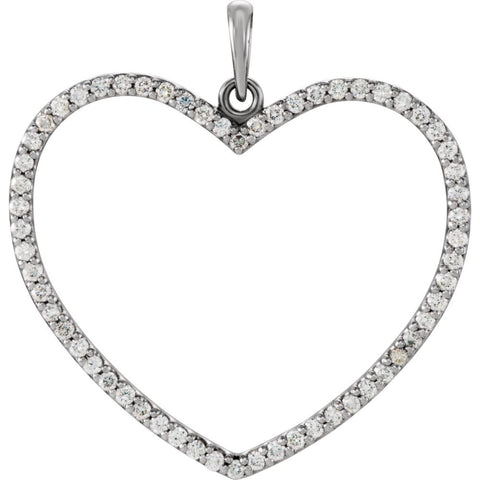 14k White Gold 1/2 CTW Diamond Heart Pendant
