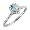 3/8 CTW Diamond and Aquamarine Ring in 14k White Gold (Size 6 )