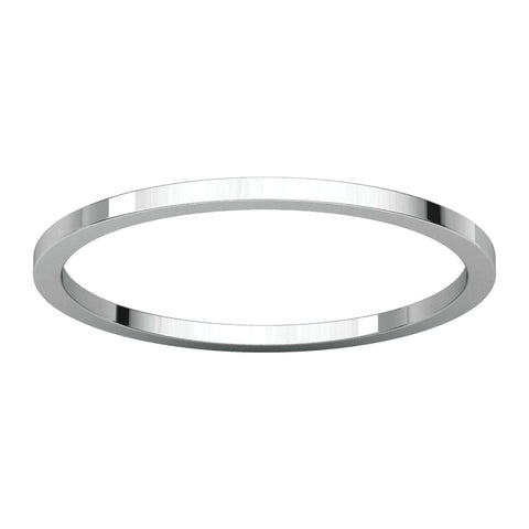 14k White Gold 1mm Flat Band, Size 8.5